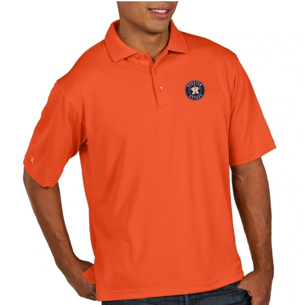 NWT Houston ASTROS Antigua Orange Polo Shirt Classic Design